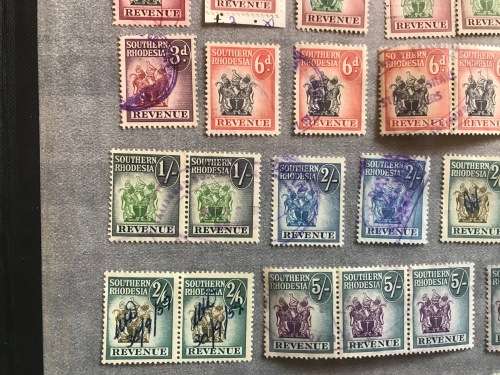 SOUTHERN RHODESIA REVENUE STAMPS 1d - £5 x 46 items COAT of ARMS ISSUES