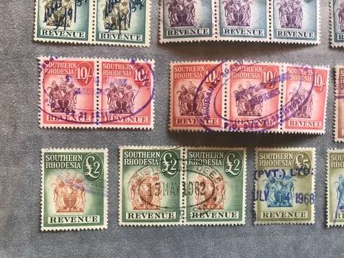 SOUTHERN RHODESIA REVENUE STAMPS 1d - £5 x 46 items COAT of ARMS ISSUES