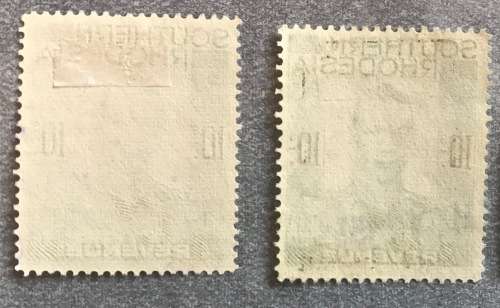 SOUTHERN RHODESIA REVENUE STAMPS 10 Shilling KGVI x 4 items