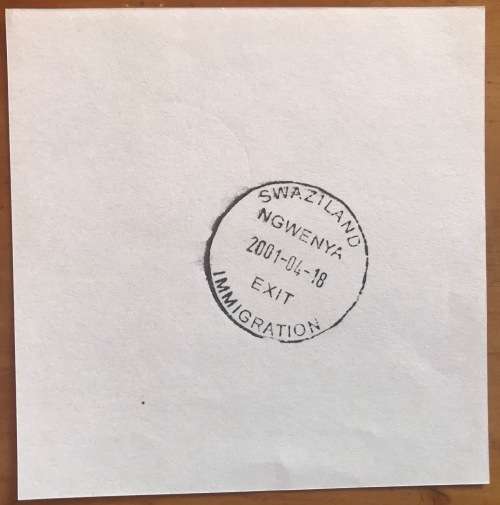 SWAZILAND BORDER OSHOEK SOUTH AFRICA IMMIGRATION PASSPORT CUSTOMS CONTROL CACHETSX 4