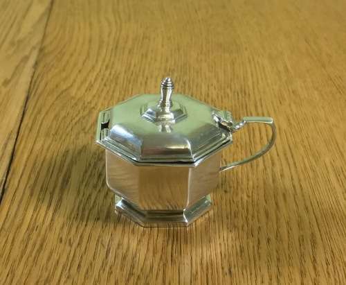 MUSTARD POT + LINER STERLING SILVER BIRMINGHAM 1946 HENRY CLIFFORD DAVIS ENGLAND