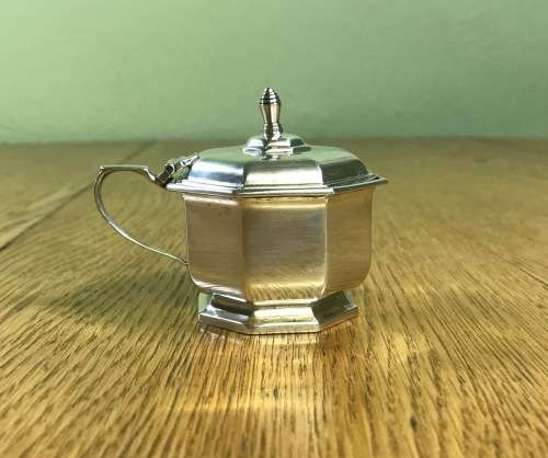 MUSTARD POT + LINER STERLING SILVER BIRMINGHAM 1946 HENRY CLIFFORD DAVIS ENGLAND