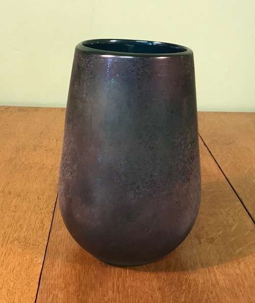 VASE  GLASS with applied decoration  for flowers  floral  green / blue / purple STUNNING with light!