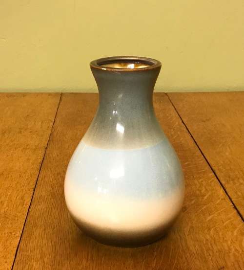 VASE POTTERY CERAMIC with blue & gray INTEGRATED ROW decoration for flowers floral READ NOTES