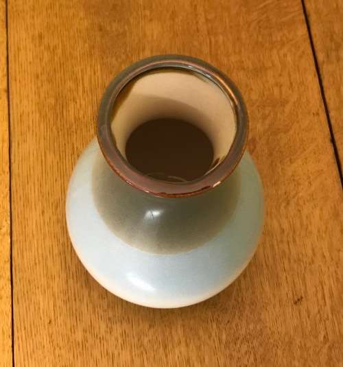 VASE POTTERY CERAMIC with blue & gray INTEGRATED ROW decoration for flowers floral READ NOTES