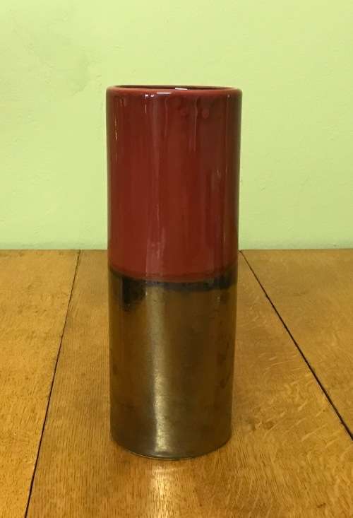 VASE POTTERY CERAMIC  BRONZE COPPER & RED COLOURS for flowers floral READ NOTES