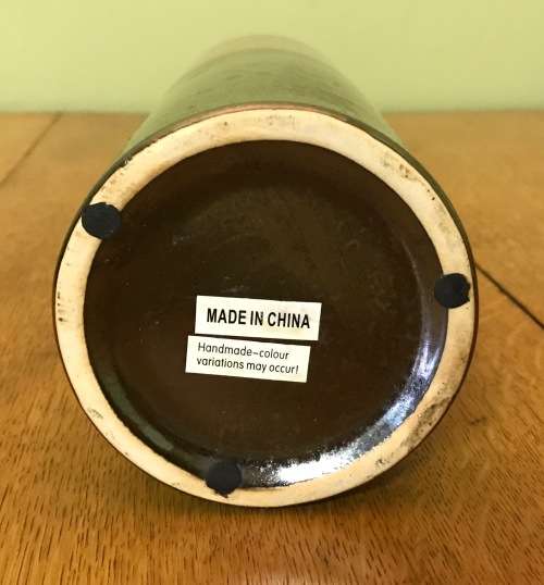VASE POTTERY CERAMIC  BRONZE COPPER & RED COLOURS for flowers floral READ NOTES