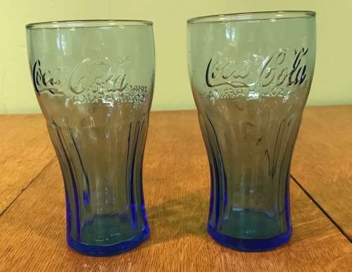 COCA COLA GLASSES x 2 (pair) BLUE FIFA WORLD CUP SOUTH AFRICA 2010!!!