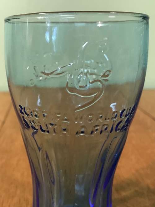 COCA COLA GLASSES x 2 (pair) BLUE FIFA WORLD CUP SOUTH AFRICA 2010!!!