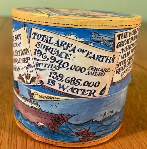 TRAVELLER`S WORLD GLOBE IN A BOX 1st CLASS TRAVEL CONTAINER 2 parts NO GLOBE INSIDE