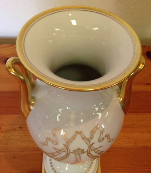 VASE URN HUTSCHENREUTHER GERMANY AMPHORA LARGE 395mm high GILT HANDLES HARP FLUTE MUSIC