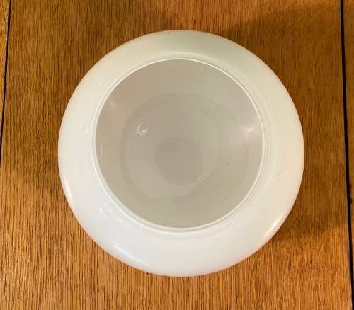 WHITE GLASS  SMALL ROUND BOWL - VASE - HANDMADE - IMPORTED.