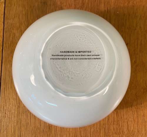 WHITE GLASS  SMALL ROUND BOWL - VASE - HANDMADE - IMPORTED.