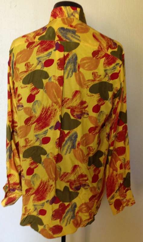 SILK SHIRT 100% PURE IMPORTED ITALIAN DESIGN LONG SLEEVE COLLARED UNBELIEVABLE BLEND of COLOURS!