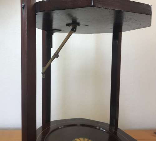 EDWARDIAN 3-TIER MAHOGANY INLAID FOLDING CAKE STAND ANTIQUE TEA c1910 ELEGANT!!!