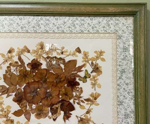 PRESSED DRIED FLOWER ARTWORK LARGE YVONNE LINDSAY 1993 BIGGIE BEST STYLE FRAME! STUNNING!! BUTTERFLY