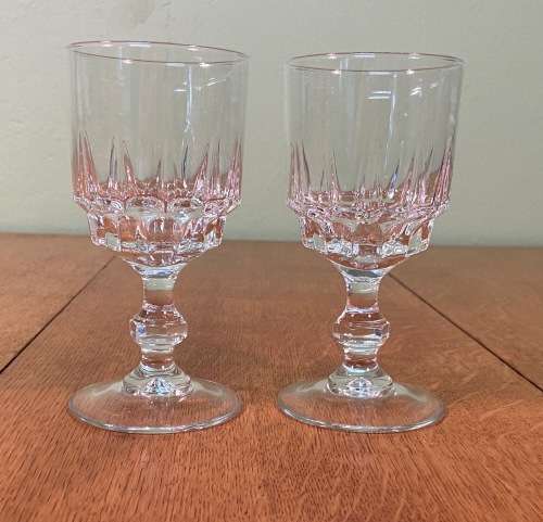 WINE GLASSES x 2 WHITE Possibly Crystal?