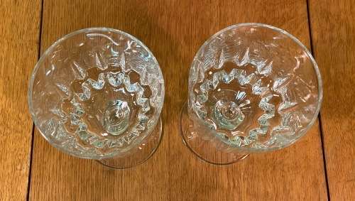 WINE GLASSES x 2 WHITE Possibly Crystal?