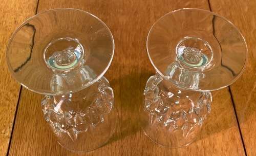 WINE GLASSES x 2 WHITE Possibly Crystal?