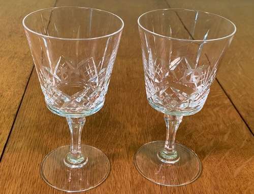 CRYSTAL WINE GLASSES x 2 WHITE Branded.