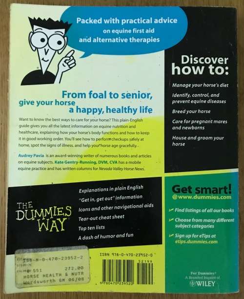HORSE HEALTH & NUTRITION for DUMMIES AUDREY PAVAI KATE GENTRY-RUNNING SOFTCOVER
