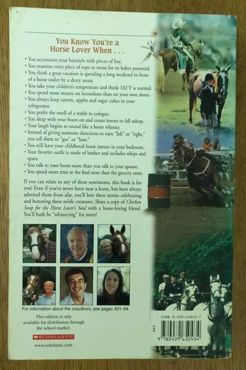 CHICKEN SOUP for the HORSE LOVER`S SOUL 2004 JACK CANFIELD MARK VICTOR HANSEN MARTY BECKER