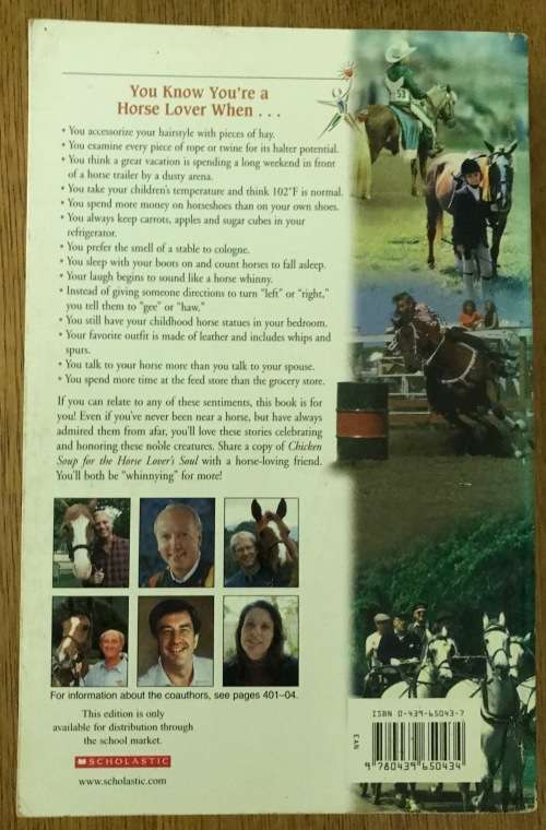 CHICKEN SOUP for the HORSE LOVER`S SOUL 2004 JACK CANFIELD MARK VICTOR HANSEN MARTY BECKER