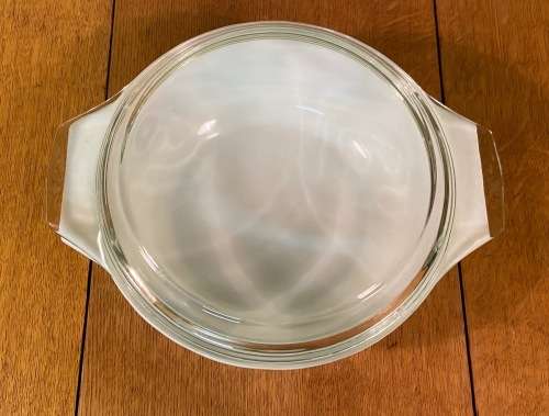 PYREX COOKWARE DISH / BOWL ABSTRACT PATTERN 1969 ENGLAND JAJ - JAMES A. JOBLING CASSEROLE BAKING.