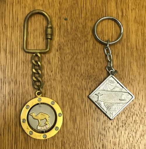 KEYRINGS x 2 - UAE + CAMEL centre ring - RIO BRASIL - KEY RINGS - YACHT - Christ the Redeemer STATUE