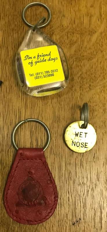 KEYRINGS x 7 - MIXED KEY RINGS AS SEEN - GUIDE DOGS - BOTTLE - MILLS - MONTU BUSCH GARDENS