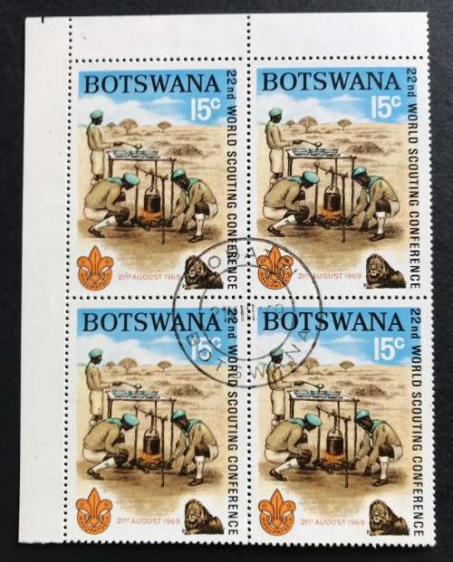 BOTSWANA 22nd WORLD SCOUTING CONFERENCE 1969 - CTO - Blocks - Control Blocks - part sheet.