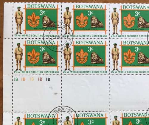 BOTSWANA 22nd WORLD SCOUTING CONFERENCE 1969 - CTO - Blocks - Control Blocks - part sheet.