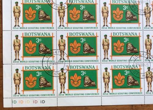 BOTSWANA 22nd WORLD SCOUTING CONFERENCE 1969 - CTO - Blocks - Control Blocks - part sheet.