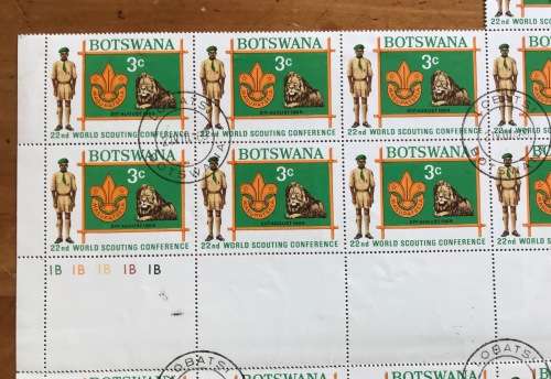 BOTSWANA 22nd WORLD SCOUTING CONFERENCE 1969 - CTO - Blocks - Control Blocks - part sheet.