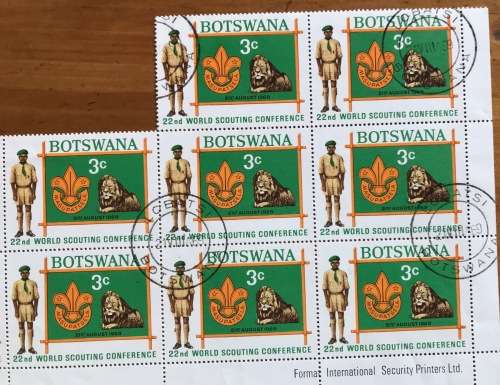BOTSWANA 22nd WORLD SCOUTING CONFERENCE 1969 - CTO - Blocks - Control Blocks - part sheet.