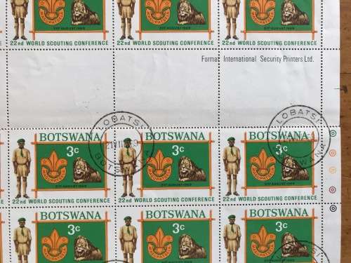 BOTSWANA 22nd WORLD SCOUTING CONFERENCE 1969 - CTO - Blocks - Control Blocks - part sheet.