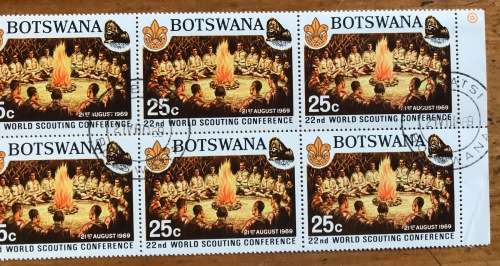 BOTSWANA 22nd WORLD SCOUTING CONFERENCE 1969 - CTO - Blocks - Control Blocks - part sheet.
