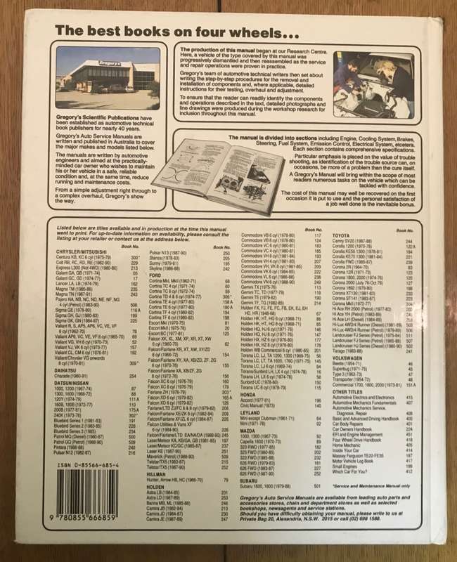 CHARADE (GREGORY`S) SERVICE & REPAIR MANUAL 1980-1991 3 & 4 CYLINDER No. 254 - 1991