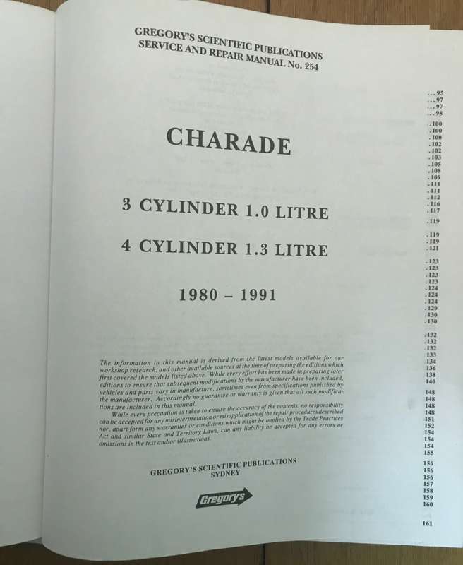 CHARADE (GREGORY`S) SERVICE & REPAIR MANUAL 1980-1991 3 & 4 CYLINDER No. 254 - 1991