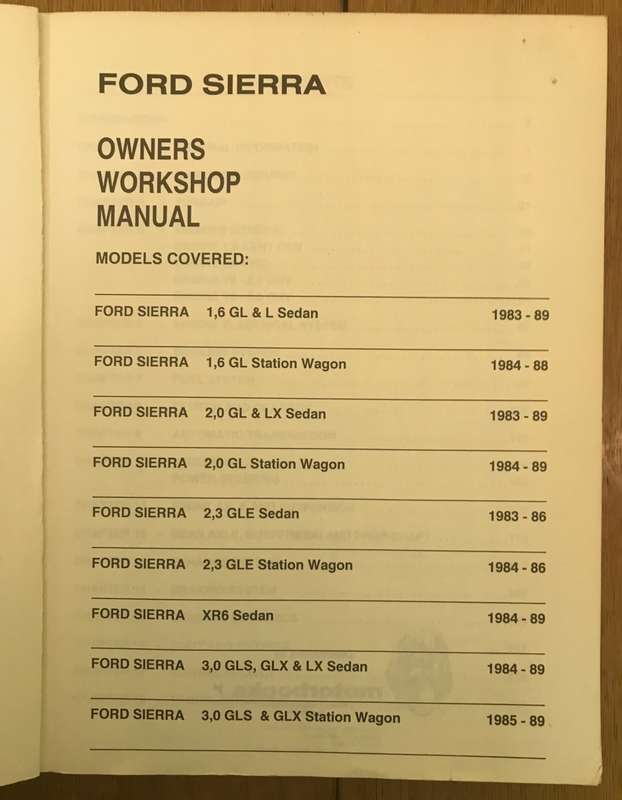 FORD SIERRA OWNERS WORKSHOP MANUAL 1983-89  TECHNIBOOKS Publishing Sedan & Station Wagons