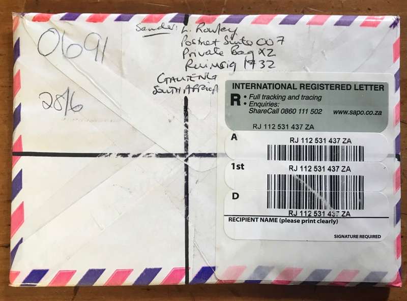 SOUTH AFRICA COVID MAIL RETURN TO SENDER (RTS) to  AUSTRALIA `NO FLIGHTS AVAILABLE` 16.4.2021