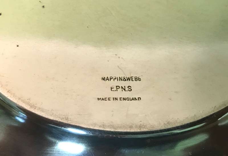 MAPPIN & WEBB small PLATTER - EPNS ELECTRO-PLATED NICKEL SILVER - Made in England. Monogrammed.