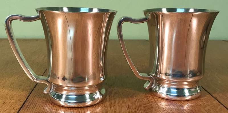 SILVER PLATED COPPER A1 BEER MUGS x 2, presented by LIONS CLUB NORTON, STUNNING QUALITY!!!