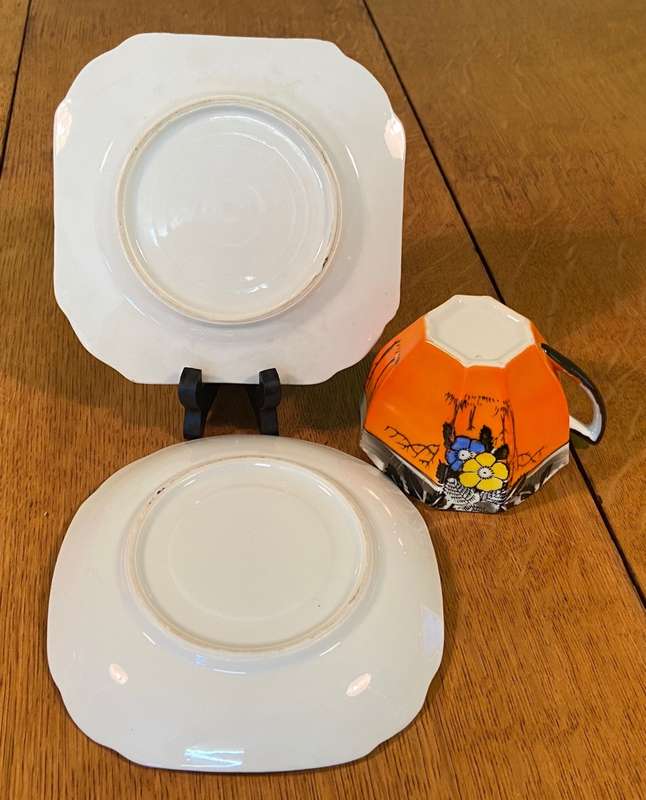 TEA SET - SHELLEY "look-alike" TEA SET 5 x TRIO`s CREAMER SUGAR TEAPOT CAKE PLATE ART DECO! STUNNING
