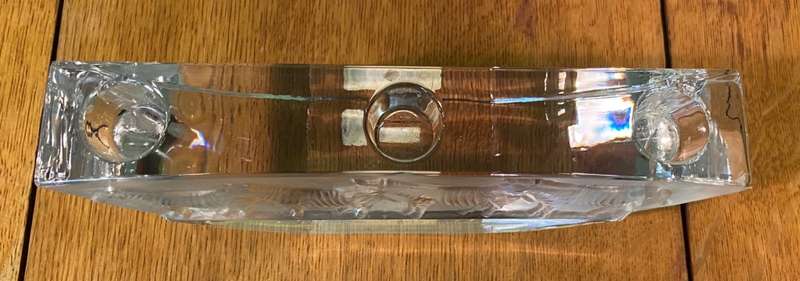 NACHTMANN LEAD CRYSTAL TRIPLE GLASS CANDLESTICK HOLDER - SAFARI SERIES- ZEBRA MOTIF - GERMANY CANDLE