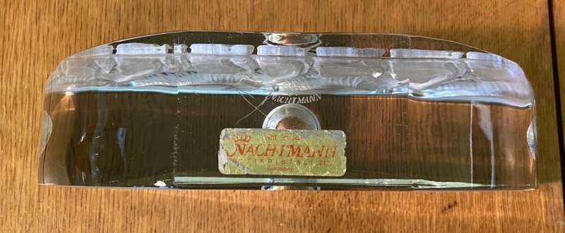 NACHTMANN LEAD CRYSTAL TRIPLE GLASS CANDLESTICK HOLDER - SAFARI SERIES- ZEBRA MOTIF - GERMANY CANDLE