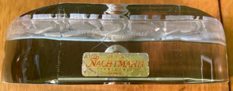 NACHTMANN LEAD CRYSTAL TRIPLE GLASS CANDLESTICK HOLDER - SAFARI SERIES- ZEBRA MOTIF - GERMANY CANDLE
