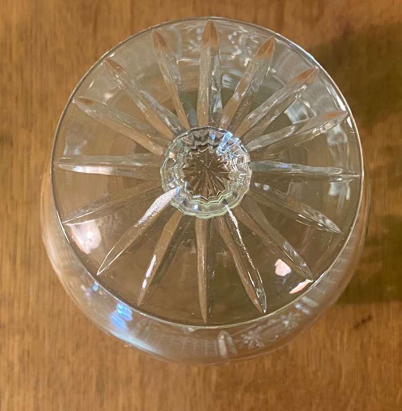 CRYSTAL BRANDY BALLOON GLASSES / SNIFTERS x 6 - PATTERNED - MAGNIFICENT - VERY HEAVY & STUNNING!!!!
