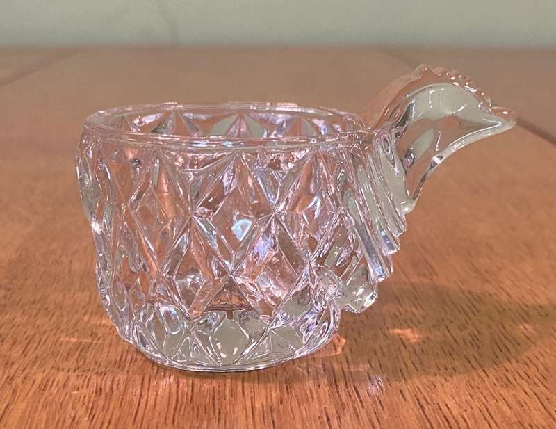 SMALL GLASS BOWL with a bird head Handle!!! Stunning!!