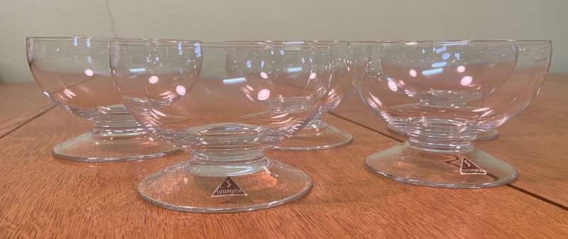 SUSSMUTH CRYSTAL DESSERT BOWLS x 5 - RARE!!! Labelled. STUNNING!!! SUPER THIN!!! GERMAN.